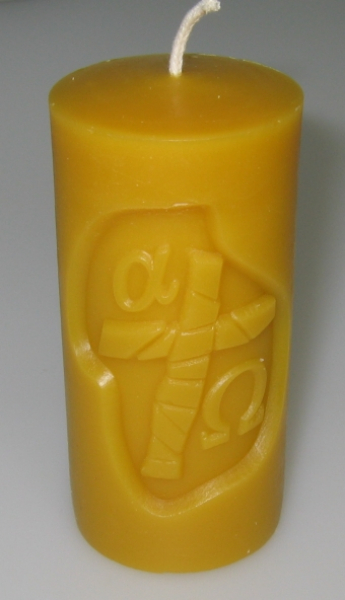 Mould: Candle with cross, alpha - omega (F-CH-2)